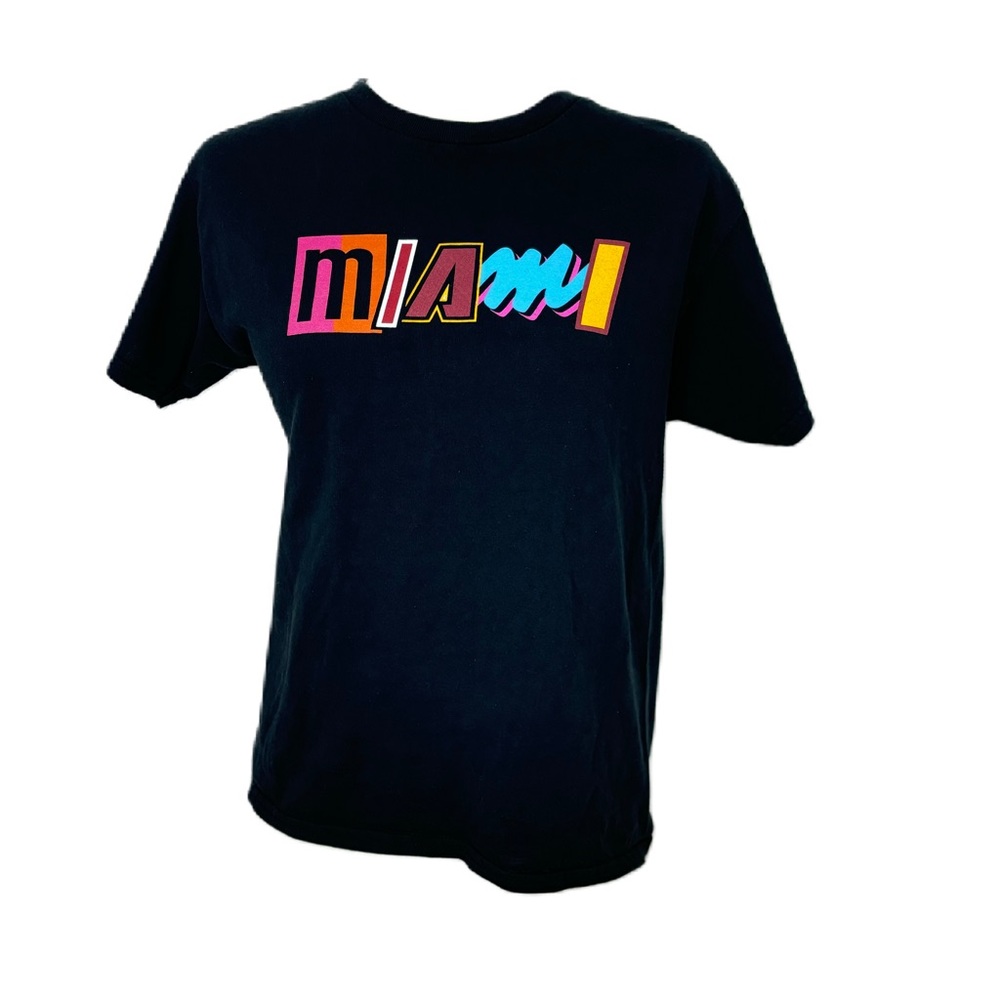 Miami Heats Mashup MVP Graphic Tee Black with Multicolor Letters Size